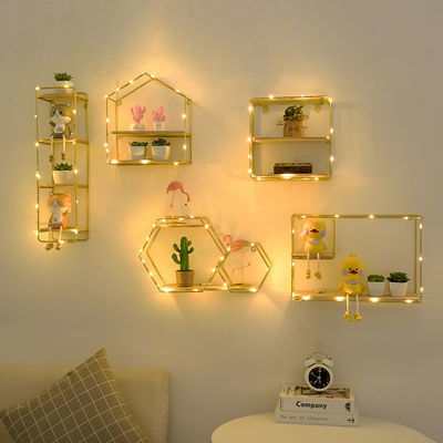 北歐風鐵藝客廳墻上工藝品少女心置物架創(chuàng)意房間臥室墻面裝飾壁掛